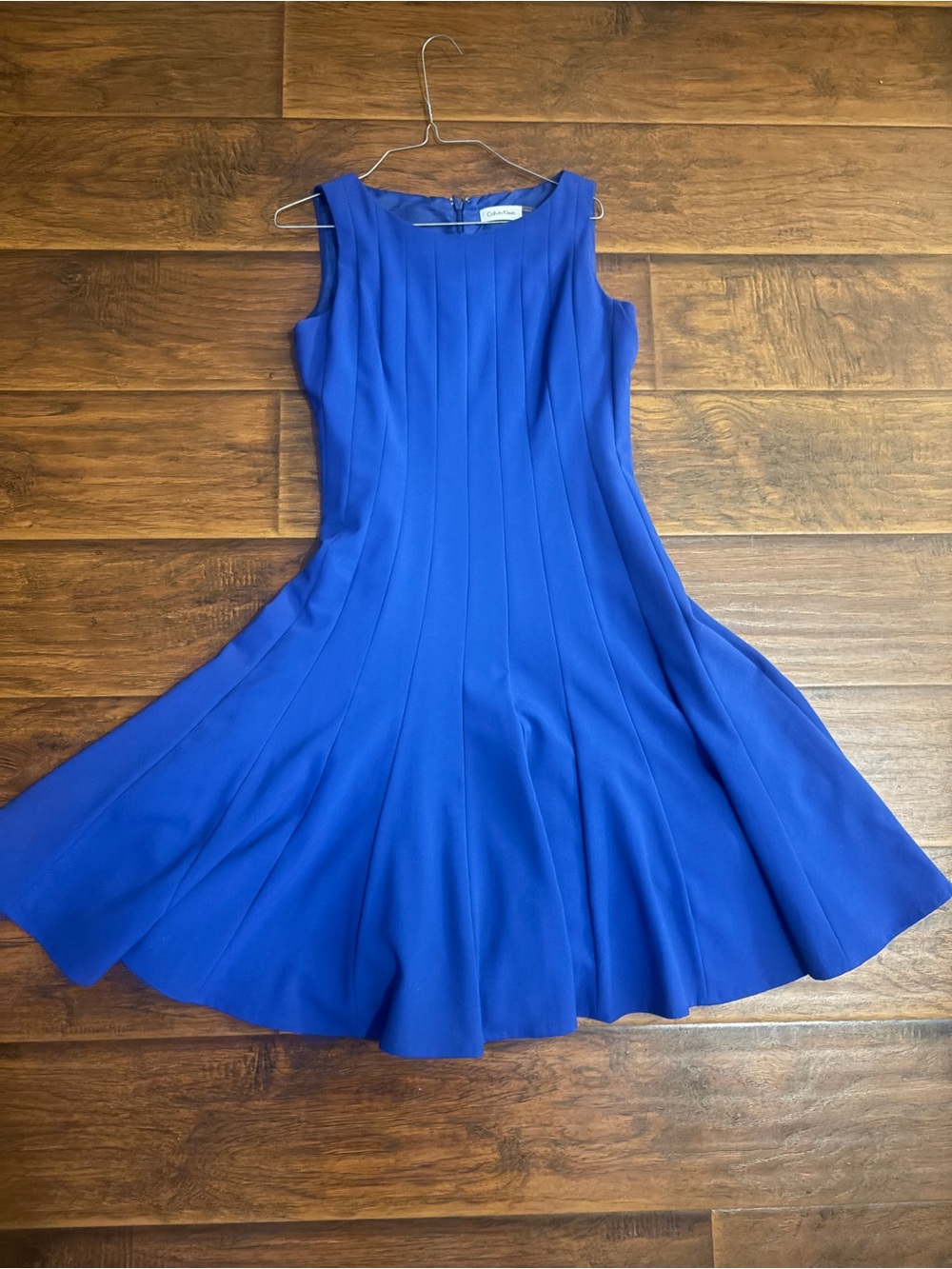 Calvin Klein Vibrant Cobalt Sleeveless Pleated Skirt Dress